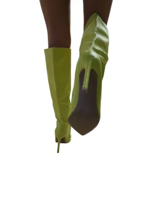 Stivali gialli pitonati tacco alto