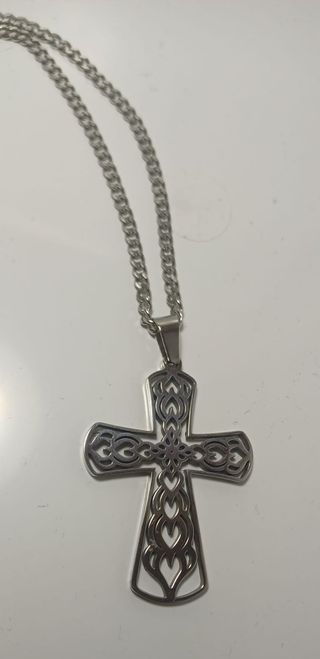 Colgante cruz celta calada y cadena tipo barbada