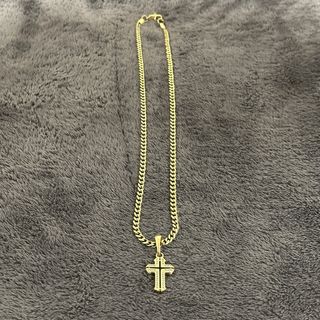 Cadena Cubana Oro Laminado con Colgante Cruz