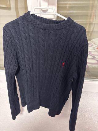 Jersey Polo Club azul trenzado mujer