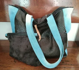Borsa artigianale Jeans e Eco Pelliccia
