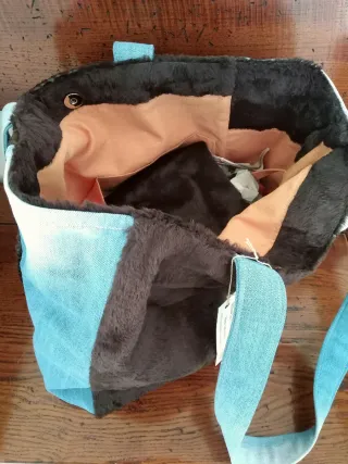 Borsa artigianale Jeans e Eco Pelliccia