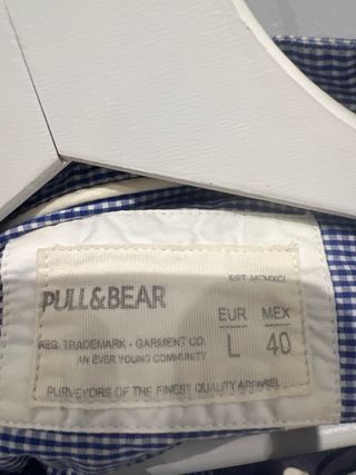 Camisa cuadros cuello mao azul