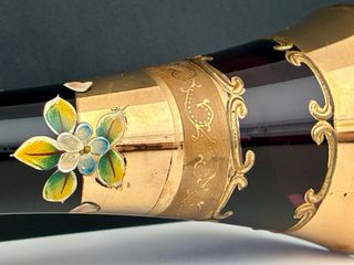 Jarrón cristal morado y dorado