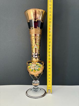 Jarrón cristal morado y dorado