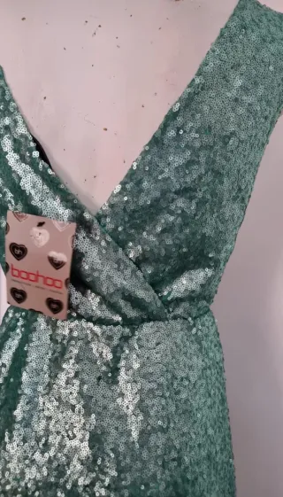 Vestido lentejuelas verde fiesta talla M