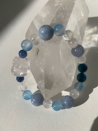 Pulsera Aguamarina Kyanita Calcedonia 8mm