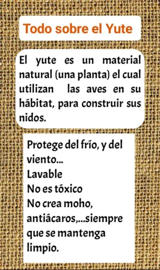 Nido/Cama Yute Agapornis,  pájaros+Regalo juguete