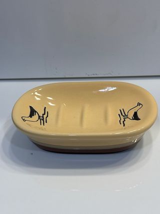 Set baño cerámica: jabonera, porta cepillos, vaso