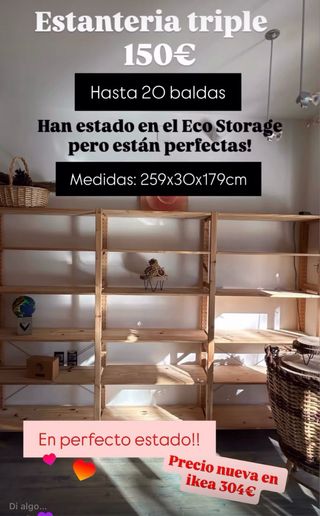Estantería triple pino 150€