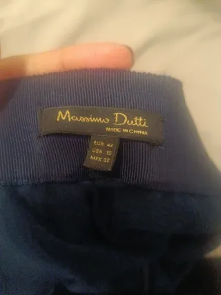 Falda Midi Massimo Dutti Azul Plisada