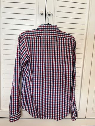 Camisa Zara Hombre Cuadros Azul y Rojo y Blanco