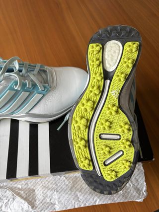 Zapatillas de golf mujer Adidas blancas y azules