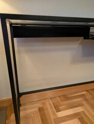 Mesa escritorio cristal y hierro negro