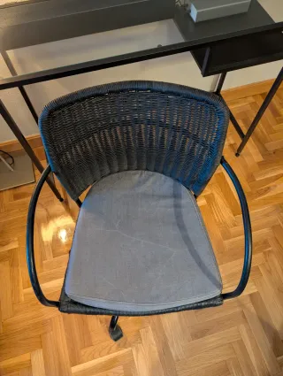 Mesa escritorio cristal y hierro negro