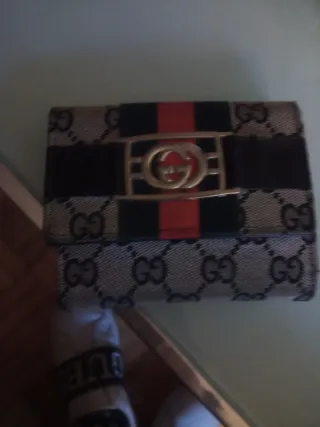 Cartera monedero Gucci Beige/Rojo, marrón de hombr