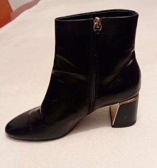 Botines Zara Tacón Bloque Negro Talla 40