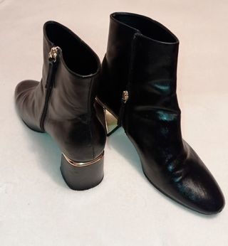 Botines Zara Tacón Bloque Negro Talla 40