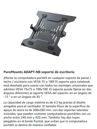 Adaptador soporte VESA escritorio para portátil