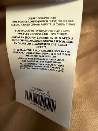 Abrigo piel auténtica T.42