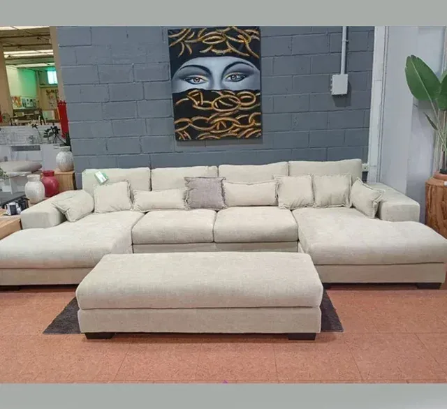 MEGA SOFA DOBLE CHAISE LONGUE Y PUFF