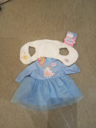 Vestido y Gorro Baby Born Azul y Blanco