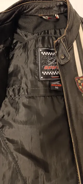 Cazadora Cuero SPYKE Negra Multicolor