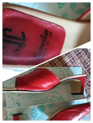 MULES VINTAGE EN PIEL ROJA Y TURQUESA 8€/U