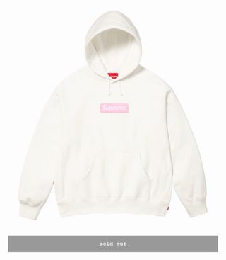 Supreme Box Logo Hoodie Rosa/Blanco FW25 Talla S