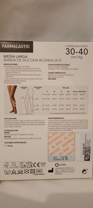 2 Medias Compresión Fuerte Farmalastic XXL Beige
