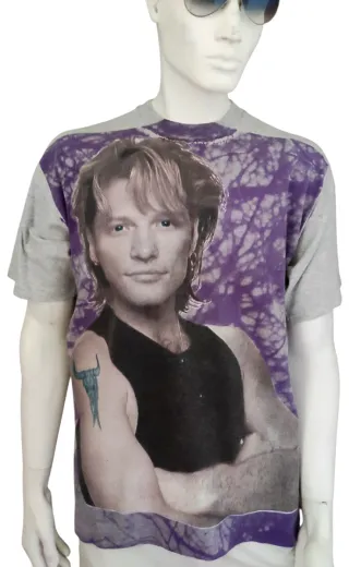 Bon Jovi T Shirt Vintage 90s Tour Hard Rock Glam