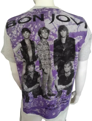 Bon Jovi T Shirt Vintage 90s Tour Hard Rock Glam