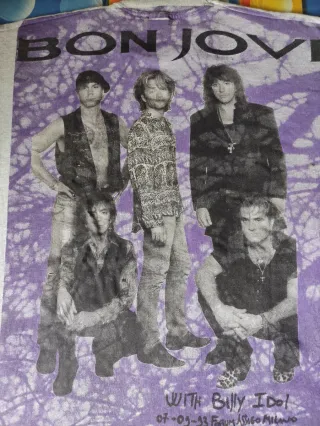 Bon Jovi T Shirt Vintage 90s Tour Hard Rock Glam