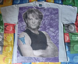 Bon Jovi T Shirt Vintage 90s Tour Hard Rock Glam