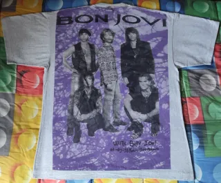 Bon Jovi T Shirt Vintage 90s Tour Hard Rock Glam