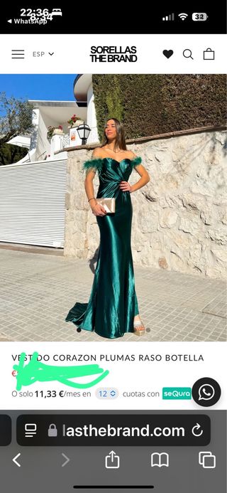 Vestido Corazón Plumas Raso Botella