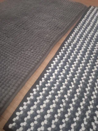 2 Alfombras Mullidas Gris y Blanco