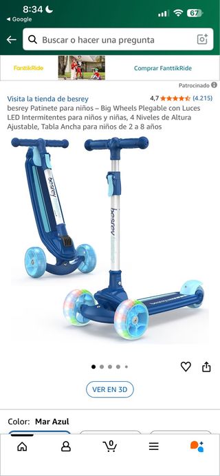 Patinete Besrey Plegable Niños LED