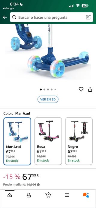 Patinete Besrey Plegable Niños LED