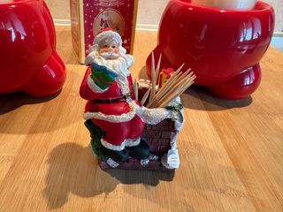 2 Portacandele Natalizi in ceramica +Stuzzicadenti