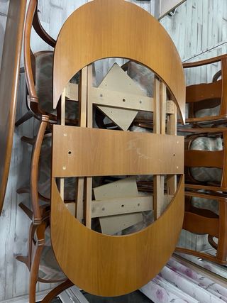 Mesa de comedor y 6 sillas madera retro vilntage