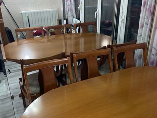 Mesa de comedor y 6 sillas madera retro vilntage
