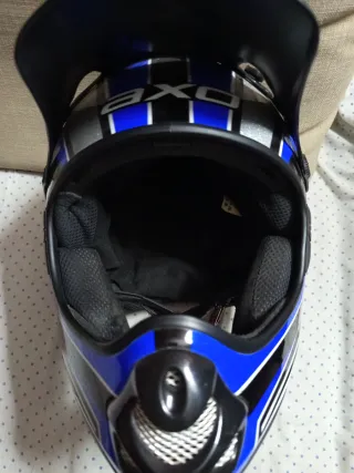 Casco Motocross AXO Azul y Plata
