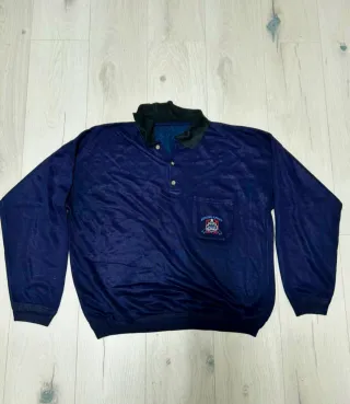 Felpa blu con colletto e taschino