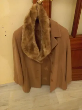 Abrigo lana virgen señora beige