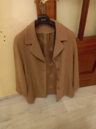 Abrigo lana virgen señora beige