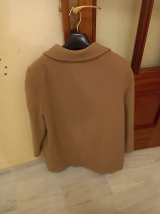 Abrigo lana virgen señora beige