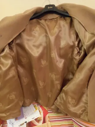 Abrigo lana virgen señora beige