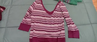 Camiseta Zara Rayas Morado Talla XL