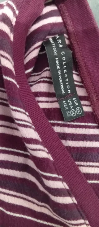 Camiseta Zara Rayas Morado Talla XL